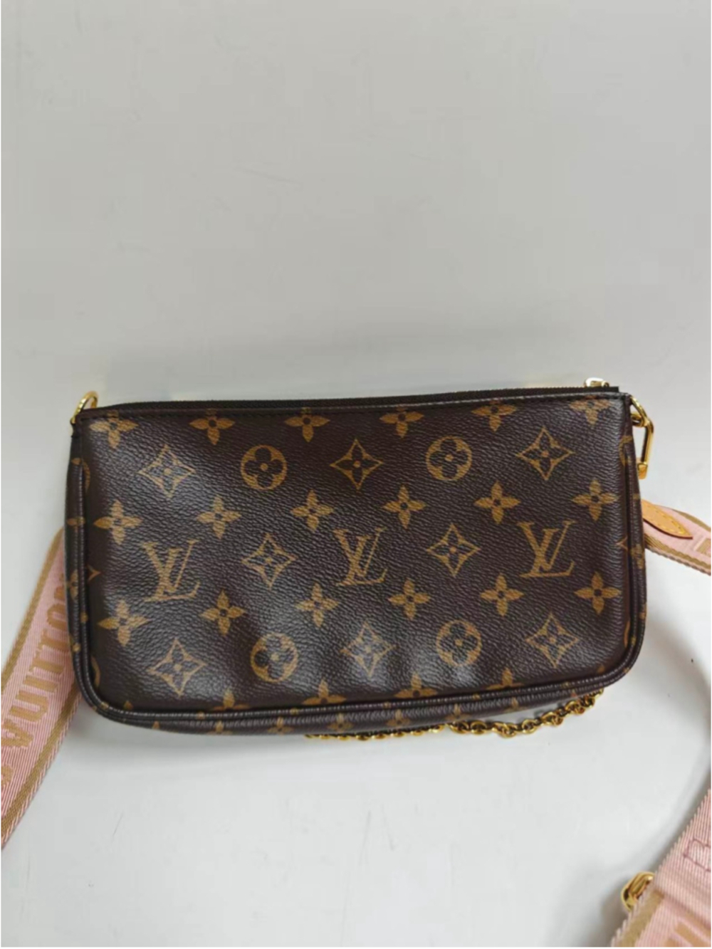 Louis Vuitton Multi Pochette Accessories Pink Strap Monogram EXCELLENT - Picture 9 of 16